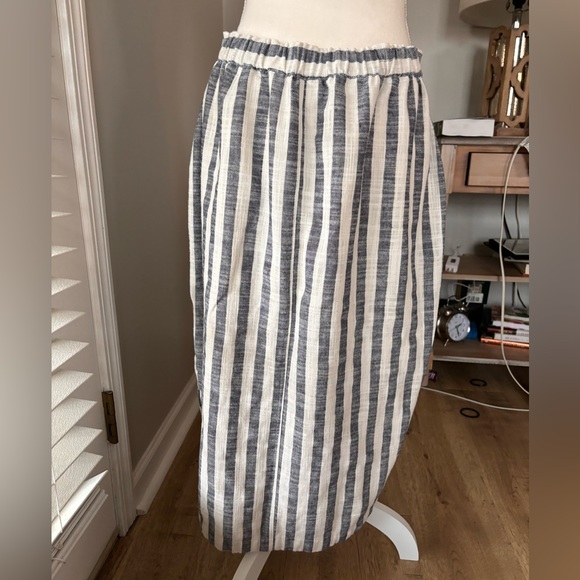 Anthropologie Maeve Chiloe Striped Button Front Midi Skirt - Picture 7 of 15